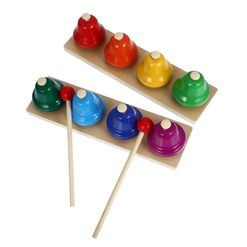 VICASKY 2 Satz Musikglockenspielzeug Tanzschlaginstrument Glocke Für Musikinstrumente Handspielzeug Musikinstrument Handglocken Für Kleinkinder Handglocken Holzsockel von VICASKY