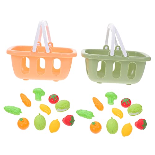 VICASKY 2 Sets Mini-einkaufskörbe Mit Künstlichem Gemüse Und Obst Spielzeug Für Jungen Und Mädchen Puppenhaus-Spielzeug Lebensmittel-Set Handgehaltene Obstkörbe von VICASKY