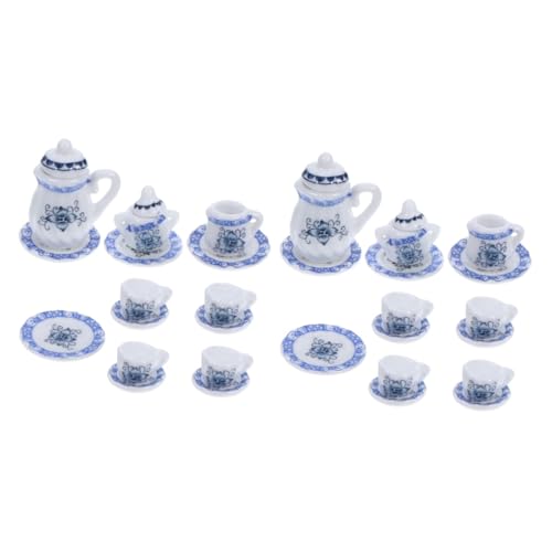 VICASKY 2 Sets Mini Teeservice Aus Keramik Mini Teller Spielzeug Küchenzubehör Miniatur Teetasse Mini Teetassen Puppenhaus Küchenzubehör 1/12 Puppenhaus Zubehör Kinderspielzeug von VICASKY