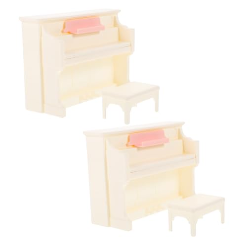 VICASKY 2 Sets Puppenhaus Klavier Kinderklavier Kinderklavier Puppenhausmöbel Klavier Für Miniatur Hausmöbel Miniatur Puppenhausmöbel Mini Hausmöbel Kunststoff Beige von VICASKY