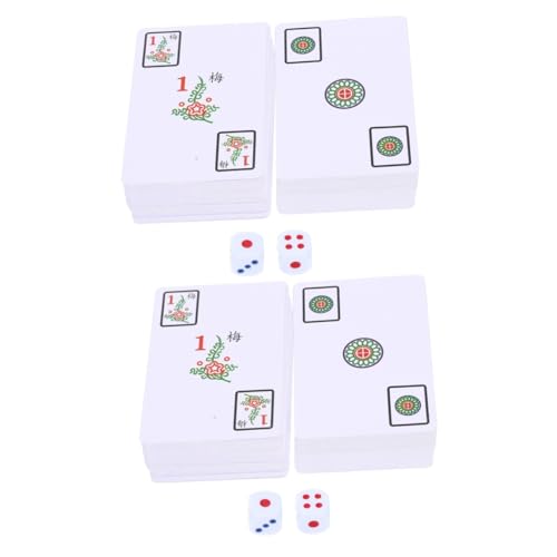 VICASKY 2 Sets Reise Mahjong Fliesen Tragbares Mahjong Kartenset Mahjong Kartenspiel PVC Mahjong Kartenset Reise Mahjong Kartenspielzeug Mahjong Spielkarte Mahjong Karten von VICASKY