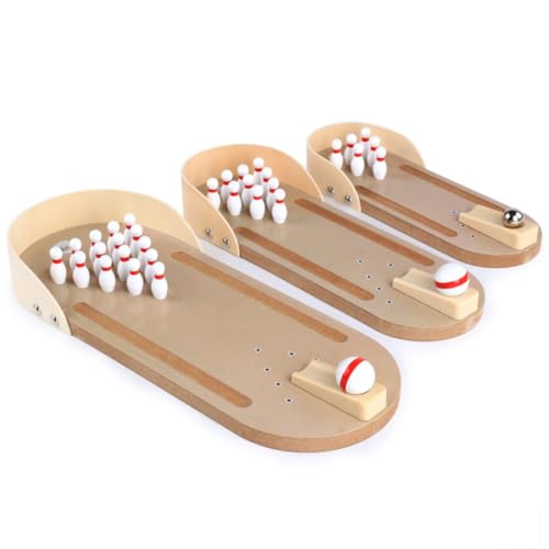 VICASKY 2 Sets Wurfballspiel Familie Party Desktop Spielzeug Desktop Bowling Spiel Brettspiele Tischspielzeug Desktop Miniatur Basketballspiel Mini Desktop Bowling Spielzeug Khaki Aus von VICASKY