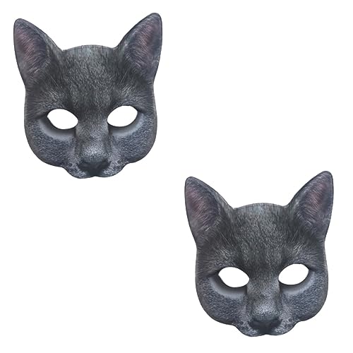 VICASKY 2 Stk Kostüm Maskerade Katze Gesichtsmaske Katzenmaske Mit Halben Augen Halloween-maske Lustige Katze Halloween-cosplay Cosplay-katze Halloween-neuheit Halloween-hälfte Tiermasken von VICASKY