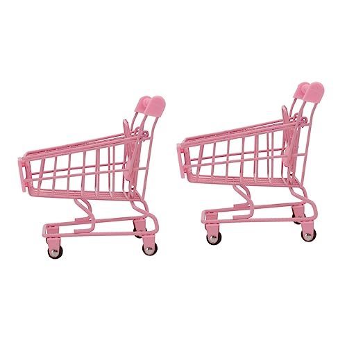 VICASKY 2 STK Mini-einkaufswagen Räder Mini-Spielzeug Einkaufswagen Für Einkaufswagen Spielzeug Supermarkt-handkarren-Spielzeug Kleine Trolley-spielzeuge Kinderwagen Korb Rosa von VICASKY