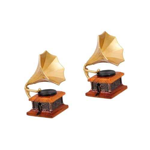 VICASKY 2 Stück Grammophon Modell Miniatur Grammophon Verzierung Mini Harz Grammophon Miniatur Phonograph Miniatur Haushaltsgeräte Miniatur Hausmöbel Winziges Phonograph Modell von VICASKY