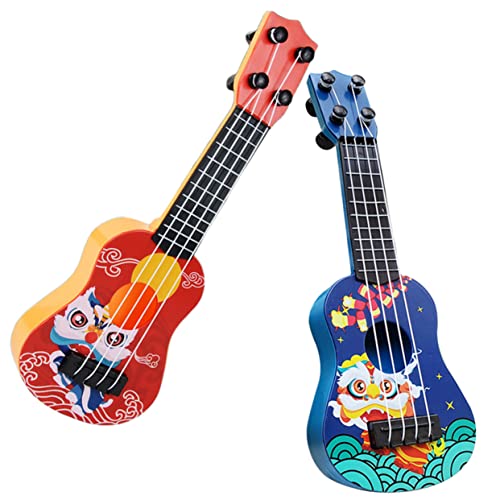 VICASKY Gitarre Kinder Musical Instruments 2er Set Mini Gitarre Cartoon Ukulele Musikinstrument Für Kleinkinder Lernspielzeug Und Ideal Für Musikalische Früherziehung Und Spaß Am von VICASKY