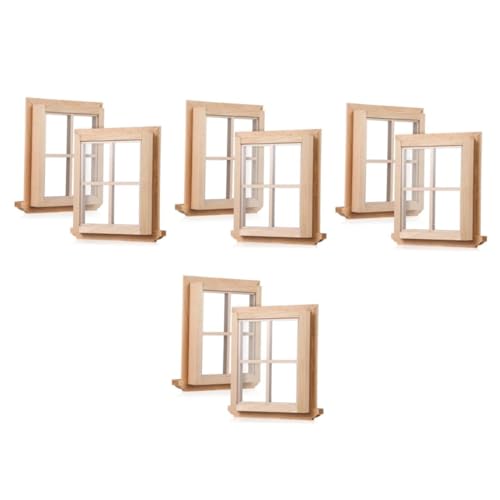 VICASKY 2 Stück Miniatur Holzfensterrahmen Für Puppenhäuser – Winzige DIY Fenster Mit Gewölbtem Design - Ideal Für Bastelprojekte Und Kreative Puppenhaus-Dekoration von VICASKY