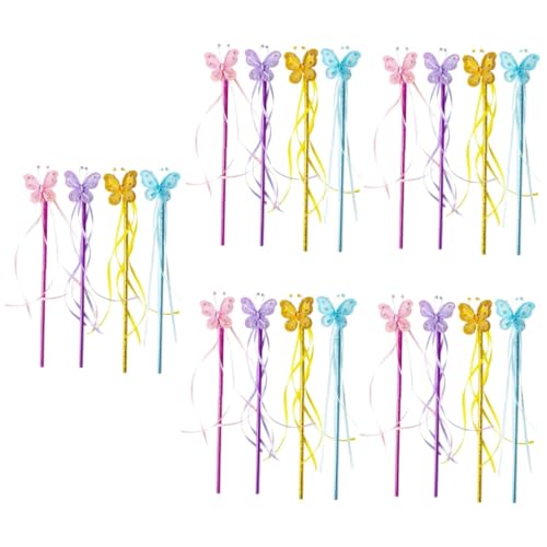 VICASKY 20 STK Zauberstab Glitzerband Lebendiger Schmetterlings-Feenstab Fairy Wand Spielzeug für Kinder Party-Schmetterlinge, Feenstäbe Anzieh Schmetterlinge Fee Zauberstäbe PVC von VICASKY