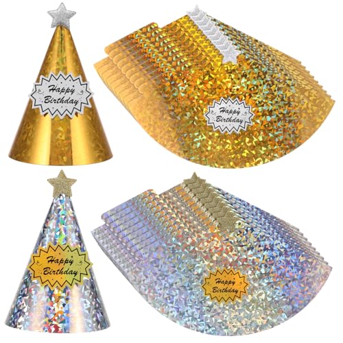VICASKY 20 Stück Teiliges Geburtstag Partyhüte aus Papier mit Sternenmuster Bunte Gold Silberne Dekoration Leicht und Verstellbar Sicher und Angenehm für Kleine für Festliche VICASKY 20 Stück Teiliges Geburtstag Partyhüte aus Papier mit Sternenmuster Bunte Gold Silberne Dekoration Leicht und Verstellbar Sicher und Angenehm für Kleine für Festliche von VICASKY