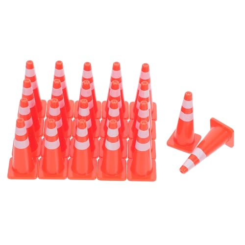 VICASKY 20-teiliges Set -straßensperren-Requisiten Mini- Leitkegel Ornament Miniatur-straßenschild Für Verkehrszeichen Für Mini-verkehrszeichen Orange PVC von VICASKY