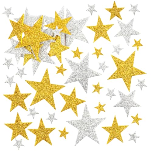 VICASKY 200 Stück Stern Aufkleber Glitzernde Goldene Stern Aufkleber Belohnungs Stern Aufkleber Glitzernde Stern Aufkleber Bling Sterne Aufkleber Weihnachts Glitzer Sterne Aufkleber von VICASKY