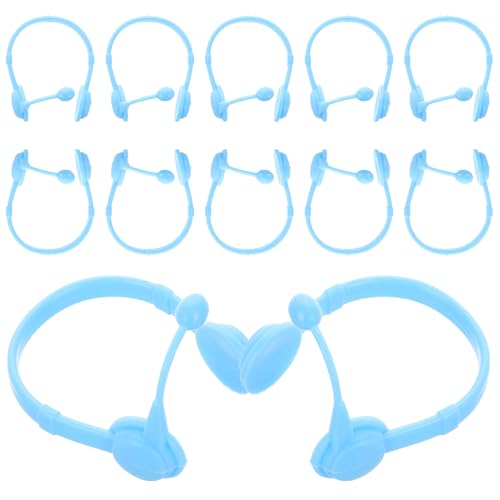 VICASKY 20St Puppen-Headset Miniatur-Kopfhörerzubehör DIY Puppe Kopfhörer Spielzeug Gelbe Ente Zubehör Gelbe Ente Kopfhörer Modell gelbes Enten-Headset Mini-Hausbedarf Plastik Sky-Blue von VICASKY