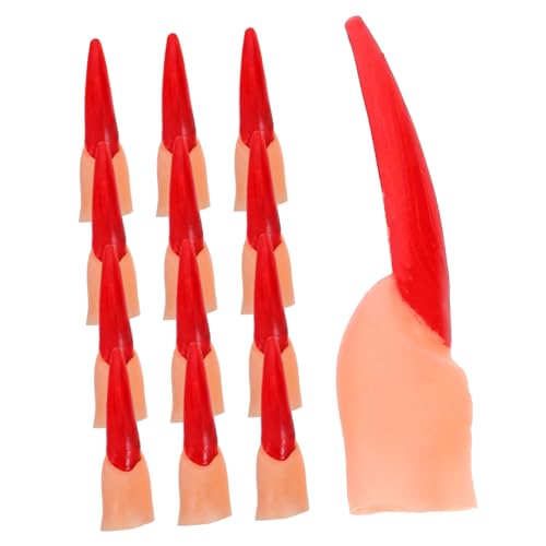 VICASKY 20st Fingerpuppen Künstliche Nase Halloween Gefälschter Nasenstecker Streich Glubschaugen Lustig Fingerlose Handschuhe Damen Nagel Fingernägel Hände Rot Plastik von VICASKY