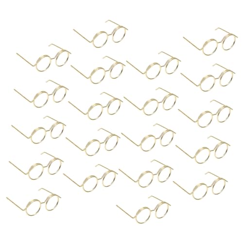 VICASKY 20st Metallbrille DIY-puppenbrille Basteln Sie Eine Brille Zum Dekorieren Umrandete Puppenbrille Minipuppenbrille Brillenrequisiten Zum Anziehen Miniatur-puppenbrille Golden von VICASKY