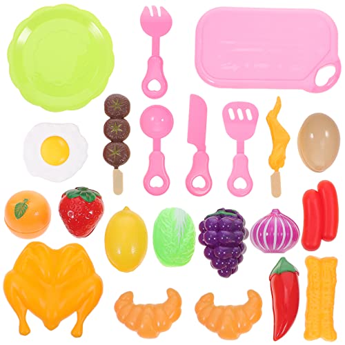 VICASKY 23 Stück Simuliertes Obst Und Gemüse Zum Spielen Von Lebensmitteln Kognitives Spielzeug Rollenspiel Spielzeug Küchenspielzeug Obstschneidespielzeug Kinderspielzeug Kinder von VICASKY