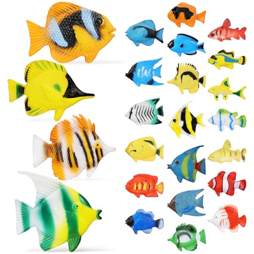 VICASKY 24 Stk Meeresfisch Spielset für Kinder Fischfigur Spielzeug Badefisch Kinderspielzeug Spielzeuge Figuren Spielzeug Fisch niedlich Statue Dekorationen Plastik von VICASKY