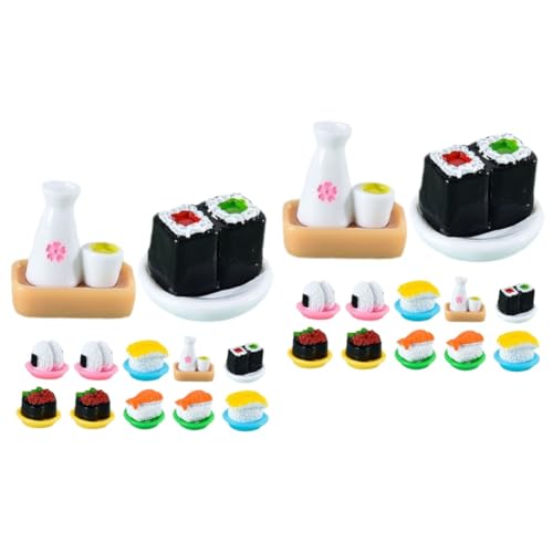 VICASKY 24 STK Simuliertes Japanisches Sushi Desktop-Ornamente Mini-Sushi Miniatur-Display-Sushi-Modell Mini- -Sushi Desktop-Sushi-Modell Miniatur-Sushi-Modell Sushi-Modell-Essen Harz von VICASKY