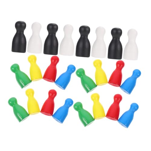 VICASKY 24 Stück Schach Chess bretspiele gesselschaftspiele Gesellschaftsspiele boardgame Table Gaming Spielkomponente Zubehör für Brettspiele Tischmarker Lernspielzeug Spielmarken Holz von VICASKY