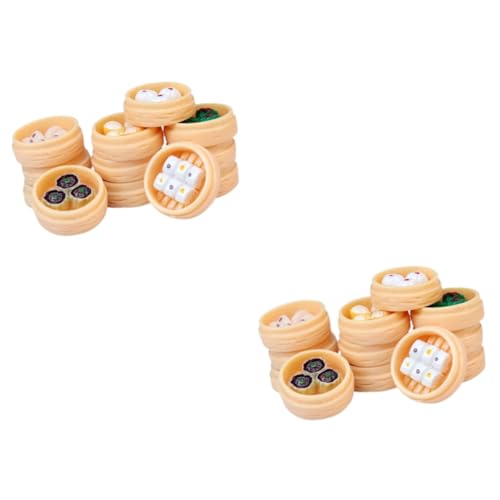 VICASKY 24 Stück Simulation Kleine Dampfbrötchen Miniatur Dampfbrötchen Mini Dampfbrötchen Dampfgarer Dekor Miniatur Dampfbrötchen Dampfgarer Puppenhaus Küchenzubehör Miniatur von VICASKY