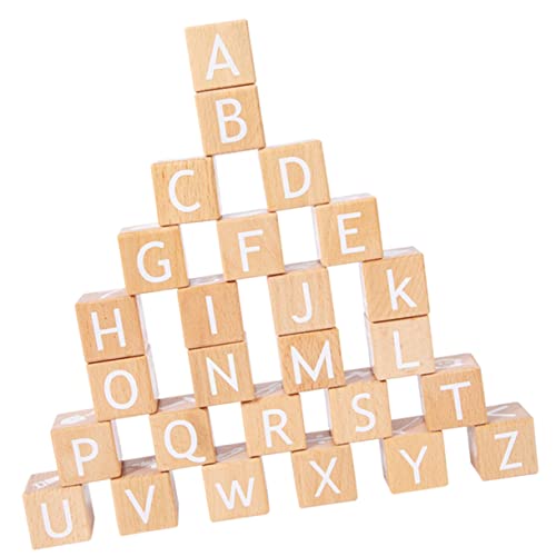 VICASKY 26st Alphabetblöcke Holz-Alphabet Pädagogisches Alphabet- Bausteine ​​für Buchstabenverzierungen Lernblock Aus Holz Buchstaben Zahlen Hölzern Khaki von VICASKY