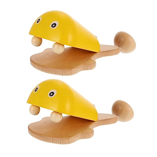 VICASKY 2St Fischkastagnetten kinderinstrumente Instrument Kinderklanginstrumente Toys verschleißfeste Kinderkastagnette Kinderversorgung Holz Yellow von VICASKY