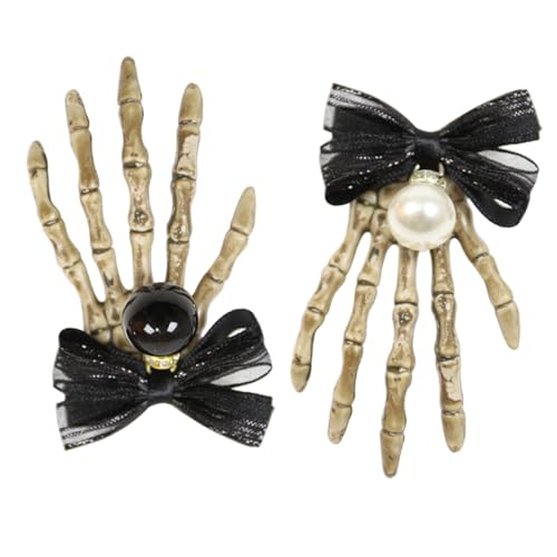 VICASKY 2St Haarspange mit Totenkopfkralle Perlenhaarspangen Haarpflegezubehör halloween haarspangen haarspange halloween Tiara Haarklammer Dekorative Haarspange Halloween-Kopfschmuck Clip von VICASKY