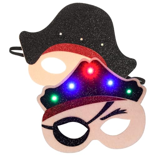 VICASKY 2St Halbmaske für Kinder Glow-Masken Halbgesichtsmaske Piraten-Cosplay-Zubehör halloween masken halloweenmaske Piratenkostüm Maske für Cosplay Zubehör für Maskerade-Partys gefühlt von VICASKY