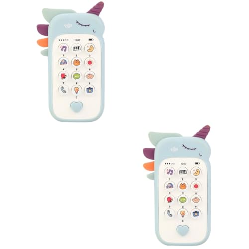 VICASKY 2St Handy für Kinder kinderhandy Kinder Handy kindertelefon Kid Toys Musik klingt Spielzeug Babyphone Beißring Babyphone Spielen Musikalisches Telefon für Kinder Plastik Sky-Blue von VICASKY