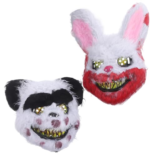 VICASKY 2St Horror-Maske Hase unheimlich Kaninchen Erpel lustig halloween masken halloweenmaske Cosplay mask gesichtsmaske halloween bunny mask Funny mask Panda-Masken Partyzubehör Plüsch von VICASKY