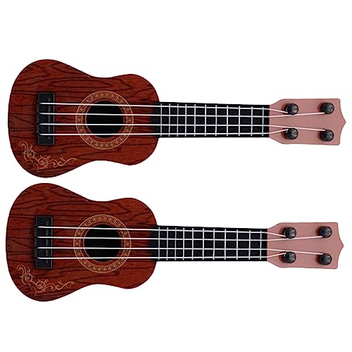 VICASKY 2St Mini-Ukulele Jungs- Ukulele-Gitarre für kinderinstrumente musikinstrumente für Kinderspielzeug Ukulele Simulationsgitarrenspielzeug Plastik Brown von VICASKY