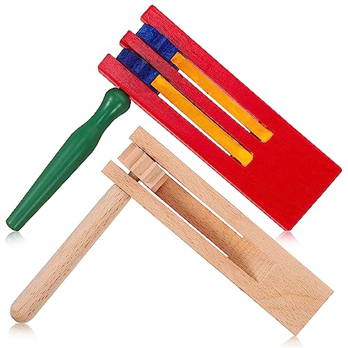 VICASKY 2St Orff-Kindermusikinstrument Kastagnetten Rasseln pädagogische Kastagnette Ratsche kinderinstrumente musikinstrumente Kastagnetten aus Holz Resonanzböden aus Holz hölzern von VICASKY