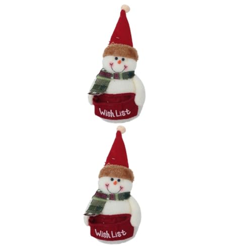 VICASKY 2St Puppe Weihnachtsdekorationen Plüsch-Schneemannfiguren Heimdekorationen weihnachtsschmuck Kinder Weihnachts Figuren Schneemann-Anhänger Strickschneemann aus Holz Polyester Weiß von VICASKY