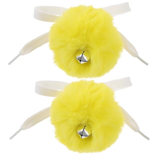 VICASKY 2St Rochen Fellknäuel Schlittschuhe Binden Sie Rollschuh-Pompoms an Krawatte am Rollschuh Bommel Skateboard-Lager Rollschuh-Pompoms-Schnürsenkel dekorative Pompons Kunstfell Yellow von VICASKY