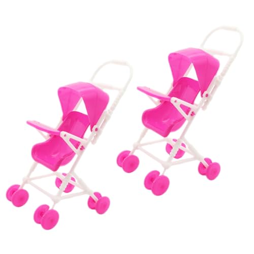 VICASKY 2St Simulationskinderwagen puppenwagen Buggy kinderpuppenwagen kinderzimmermöbel Puppenautositz Babywippe Mini-Hauskinderwagen bewegliches Kinderwagenmodell Plastik Rosy von VICASKY