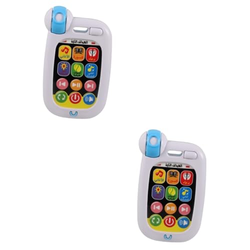 VICASKY 2st Arabisch-lernmaschine Blödes Telefon Für Kinder Smartphone Für Kleinkinder Spielzeug-telefone Babyphone Aufleuchten Lassen Led-kindertelefon Handy Spielzeuge Abs Weiß von VICASKY