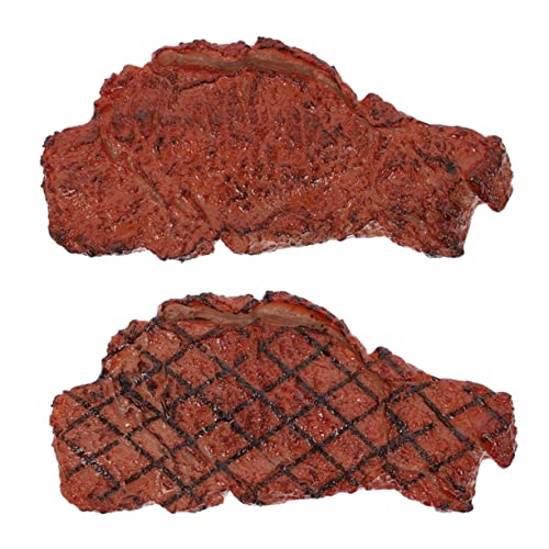 VICASKY 2st Food-Modell Lebensechtes Lebensmittelspielzeug Gefälschtes Steak Faux-Steak-Modell Gefälschtes Fleisch-lebensmittelmodell Dekoratives Lebensmittelmodell Vorgeben Plastik Brown von VICASKY