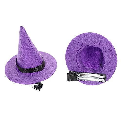 VICASKY 2st Halloween-haar-accessoires Mini-zylinder Hexenhut Haarspangen Halloween-cosplay-hut Dekor Halloween-haarspangen Halloween-hexenmütze Mini-hexenhut Violett Ferrolegierung von VICASKY