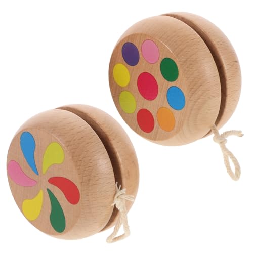 VICASKY 2st Hölzernes Jo-jo Preise Im Klassenzimmer Yoyo-Spielzeug -bälle Für Kinder Lernspielzeug Für Kleinkinder Kinder Yoyo Reaktionsschnelle Jojos Fingerball Holz Light Brown von VICASKY