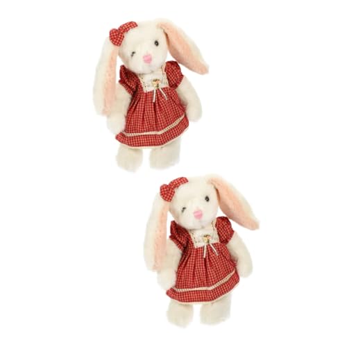 VICASKY 2st Kaninchen Plüschtier Kaninchen Stofftier Ostern Plüschtiere Kuscheltier Plüsch Hase Plüsch Neujahrs-Maskottchen-Puppe Stofftier Aus Baumwolle Plüsch Stofftier Rot Pp Baumwolle von VICASKY