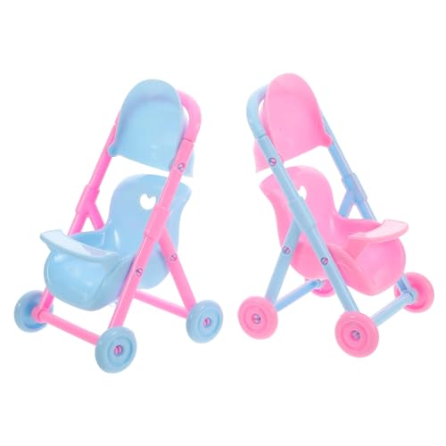 VICASKY 2st Kinderwagen Puppenzubehör Puppenwagen -Buggy Mini-puppenwagen Puppenreisesystem -reisesystem Kleiner Puppenwagen Puppenbuggy Plastik von VICASKY