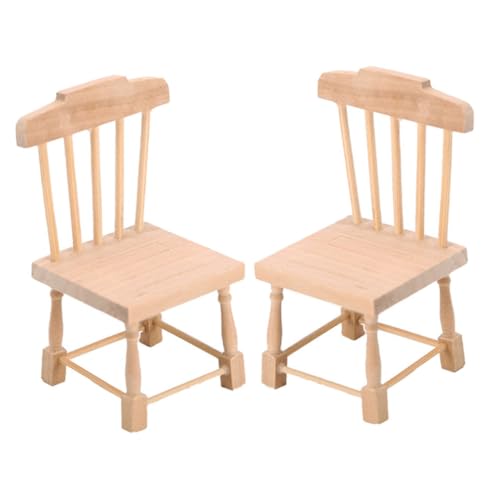 VICASKY 2st Kleiner Mini-Stuhl Mit Dünner Linie Ministuhl Aus Holz Mini- -holzstühle Mini-hausmöbel Mini-holzstühle Miniaturstuhl Aus Holz Puppenmöbel Mini-hausschmuck Khaki Birke von VICASKY