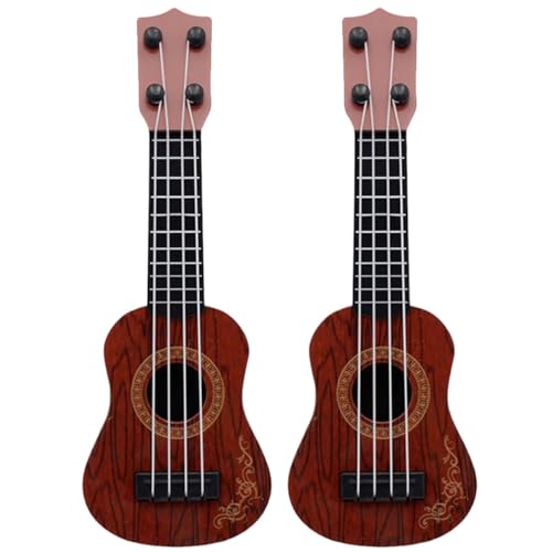 VICASKY 2st Mini-Ukulele Musikspielzeug Musikinstrumente Für Gitarrenspielzeug Für Kleinkinder Gitarre Für Gitarrenkinder Schlagzeug Für Xylophon Plastik Brown von VICASKY