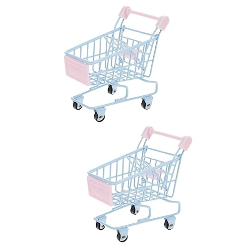 VICASKY 2st Mini-einkaufswagen Kinderwagen Für Kinder Kinderspielzeug Einkaufswagen-Spielzeug Aus Dem Supermarkt Kinder Einkaufswagen Schreibtischspielzeug Mini-Food-Spielzeug von VICASKY