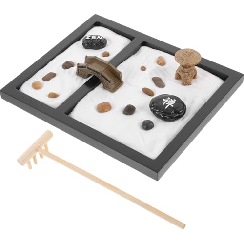 VICASKY 2st Miniaturlandschaft Mit Sand Tischdekoration Aus Sand Miniaturlandschaft des Meditationsgartens Black von VICASKY