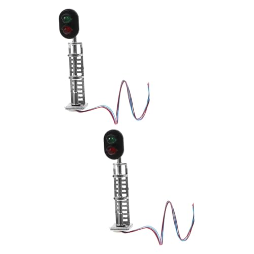 VICASKY 2st Modellbahn Lichter Modellsignal Kinderspielzeug Mini-landschaftsmodell Ampel Scale Zug Zubehör Spielset Mit Straßenschildern Miniatur Sandtisch-zubehör Mini-Spielzeug Metall von VICASKY