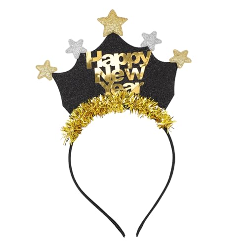 VICASKY 2st Neues Jahr Stirnband Partyzubehör Für Silvester 2023 Silvester Haare Neujahrs-kopfhörer Glücklich Rot Vierte Frohes Neues Jahr-party Tag Haarschmuck Latte-kunst Black von VICASKY