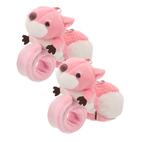 VICASKY 2st Pop-kreis-armband Panda-plüschtiere Ohrfeigenarmband Mit Stofftieren Slap-armbandband Kinder-slap-armbänder Kuscheltiere Schlagbänder Rosa Pp Baumwolle von VICASKY