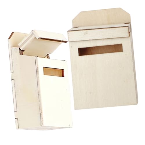 VICASKY 2st Puppenhaus-Modell -briefkästen Winzige Figuren Miniatur-puppenstubenmöbel Und Zubehör Mikrohaus Briefkasten Neuheitsbriefkästen Mini- Beige Hölzern von VICASKY