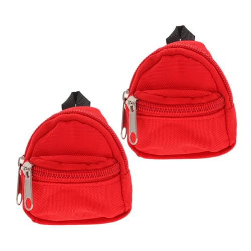 VICASKY 2st Puppenrucksack Puppen-Outfit-Tasche Puppenkostümtasche Mini-Puppen-zubehörtasche Mini-Schultasche Für Puppen Puppenmode-Rucksack Puppenzubehörtasche Rot Polyester von VICASKY