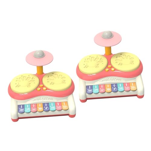 VICASKY 2st Trommelinstrument Kinderspielzeug Spielzeug Für Kinder Und Mädchen Kleinkindertrommel Percussion-Musik-Spielzeug Musikalisches Trommelspielzeug Babyspielzeug Rosa Plastik von VICASKY